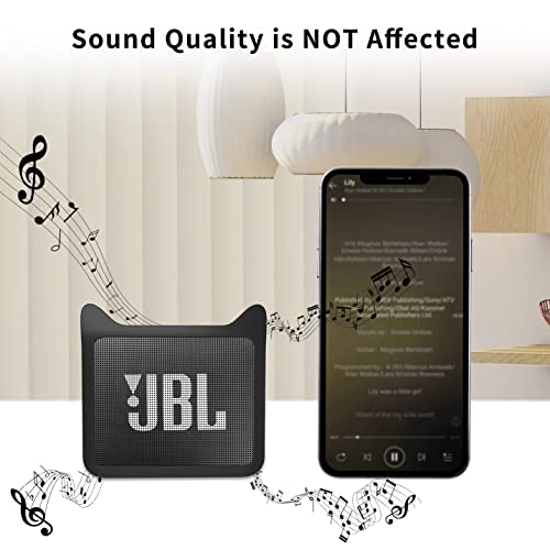 Black Sesame Protective Silicone Cover for JBL GO2 Protable Bluetooth Speaker Cute Cat Ear Shape Shockproof Carrying Case Compatible with JBL GO 2 Speaker - Black