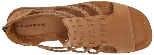 Lucky Brand Women's Biretta Flat Sandal, Pewter, 10