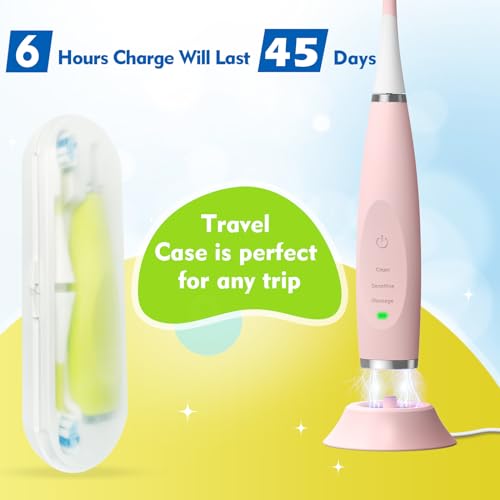 FUMEIKANG Kids Electric Toothbrushes Sonic Rechargeable Tooth Brush Gifts for Boys and Girls Smart Timer Power Toothbrush - Blue 3 4 5 6 7 8 9 10 11 12 (Blue)