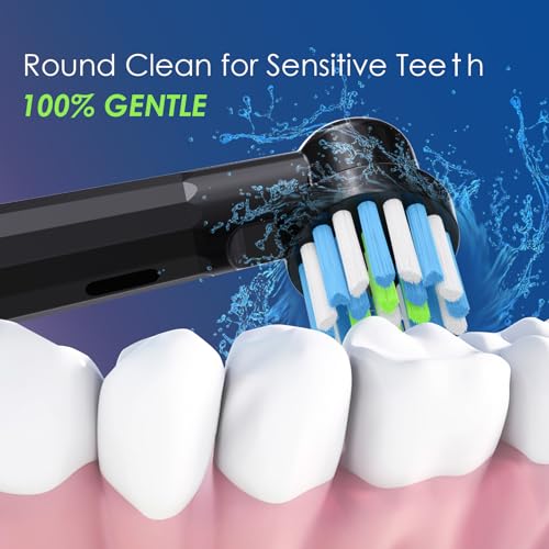 Replacement Toothbrush Heads Compatible with Oral B, Cross Sensitive Electric Brush Head Refills for Pro 1000 Genius X Smart 1500, Medium Softness Round Brush Head by BKIX