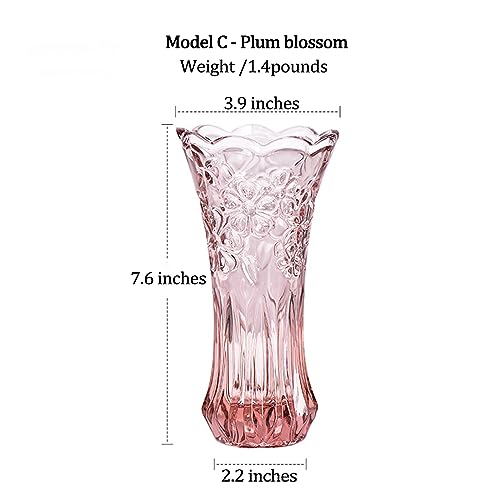 GIDARY Clear Crystal Vase,Glass Flower Vase Thickening Design for Home Decor Centerpieces, Wedding, Mothers Gift,7.6'' Tall