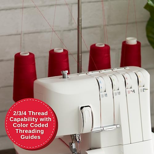 SINGER S14-78 Serger with Accessory Kit | Overlock Machine with 2-3-4 Stitch Capability, 1200 Stitches/Minute, Differential Feed, LED Light & Free Arm, White