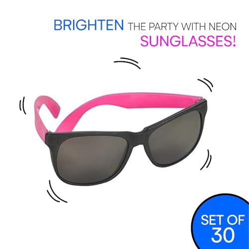 Neliblu 30 Pack Neon Bulk Kids Sunglasses With UV Protection - Party Favors - Bulk Pool Party Favors, Goody Bag Fillers, Beach Party Favors, Bulk Party Pack