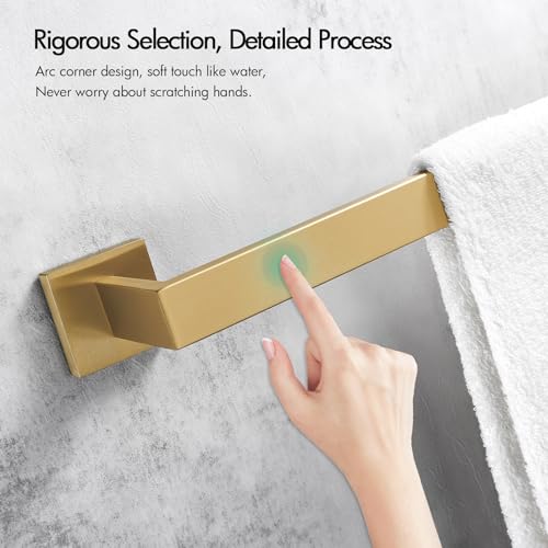 Bagnolux 22 Inch Gold Bathroom Accessories, Gold Towel Rack for Bathroom Wall Mounted Towel Bar, Heavy Duty Modern Brushed Gold Bathroom Towel Holder Wall Single Towel Rod, Brushed Old Gold