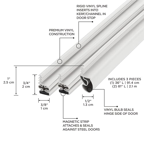 M-D Building Products 47006 White Vinyl with Magnetic Strip Top and Sides Door Seal Kit for Steel Doors