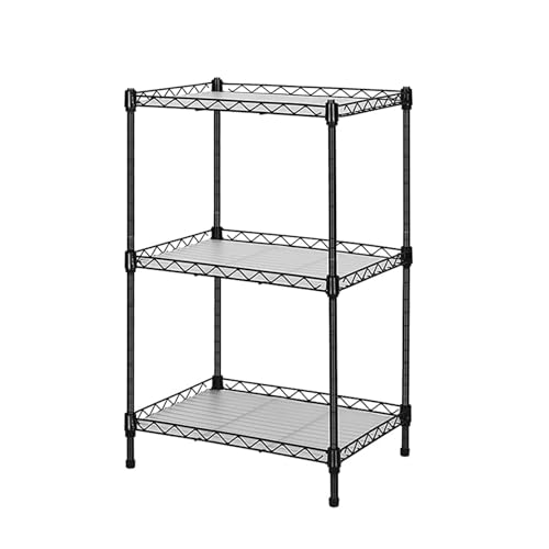 Guangfoshun Best 3-Tier Wire Shelving - Black -Mini Shelf - Kitchen Storage Shelves, Lightweight countertop Storage Rack Corner Shelf Shelving Adjustable Storage Shelf, 11.8" D x 15.7" W x 31.5" H