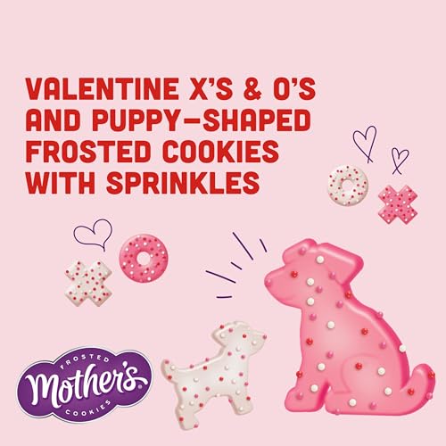 MOTHER'S Limited Batch Puppy Love Frosted Cookies 30 count box of 0.5oz bags, Valentine's Classroom Exchange - 15oz / 425g