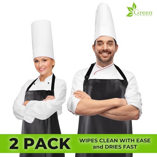 GREEN LIFESTYLE 3 Pack Server Aprons with 3 Pockets - Waist Apron, Waitress Apron for Women and Man, Water Resistant with Long Waist Strap Reinforced Seams, Half Apron (Black)