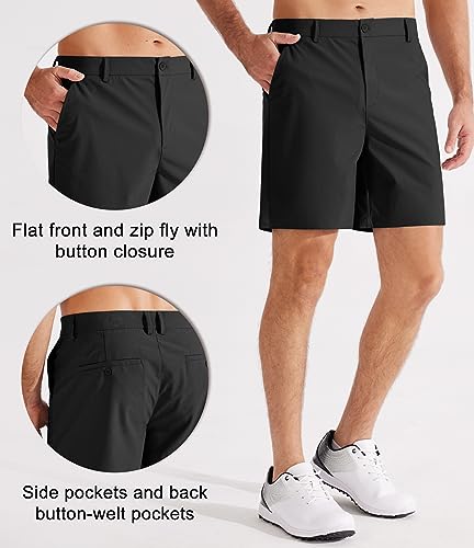 Libin Golf Shorts Men 7" Dress Shorts Casual Work Flat Front Stretch Lightweight, Light Gray 38