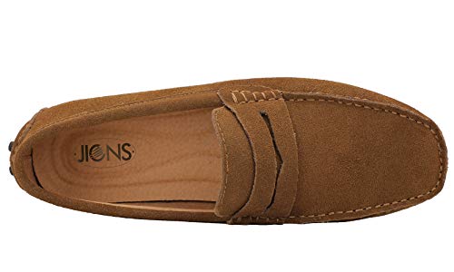 JIONS Men's Driving Penny Loafers Suede Driver Moccasins Slip On Flats Boat Shoes Dress Slip-ons A- Blue 12 D(M) US/EU 48