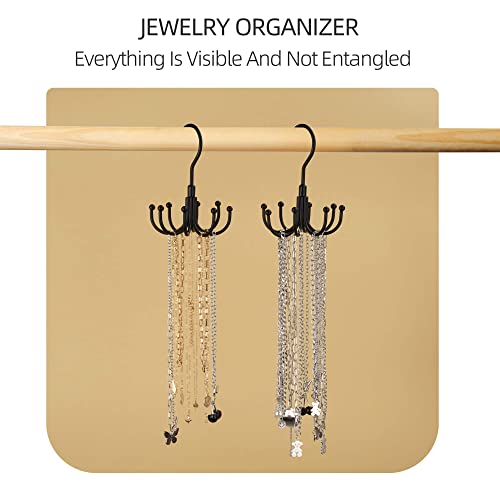 ZEDODIER Belt Hanger, Rotatable Belt Rack Closet Accessories Organizer, Maximum 24 Storage Capacity, Hanging Holder Storage Hook for Belt, Bra, Tank Top, Tie, Scarf, Purse, Black
