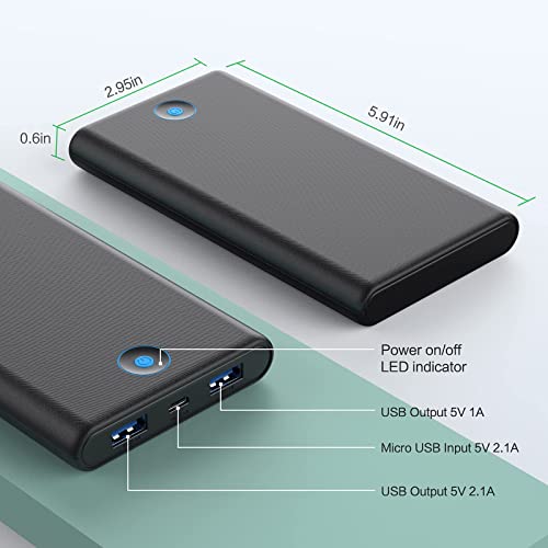 FOCHEW Portable Charger, 2-Pack 20000mAh Power Bank Ultra Slim Fast Charging External Battery Pack with Dual USB Outputs Compatible with iPhone 13/12 Pro/12/11/XR/X, Samsung S20, Tablet etc.