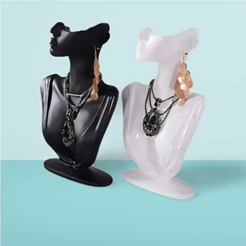 Papinimo Black Resin Jewelry Mannequin Bust Necklace Display Earring Pendant Chain Display Stand Model Holder for Shows Selling Home Decor