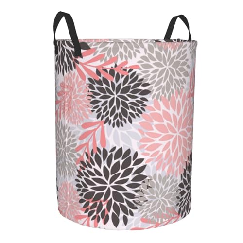 Gbuzozie Pink Chrysanyhemum Flowers Round Laundry Hamper Daisy Floral Storage Basket Toys Clothes Organizer Bin For Home Bathroom Bedroom Dorm Nursery, 38l