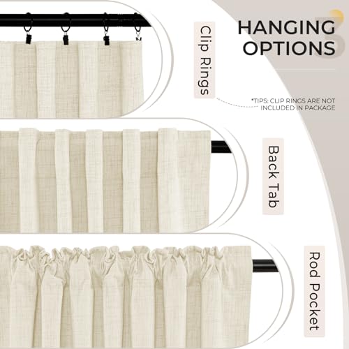 INOVADAY 100% Blackout Curtains for Bedroom 63 Inches Long 2 Panels Set, Back Tab/Rod Pocket Faux Linen Blackout Curtains, Thermal Insulated Darkening Drapes for Living Room, 52''W x 63''L, Grey