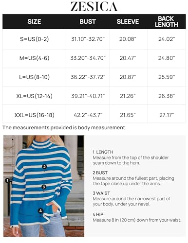ZESICA Women's 2024 Winter Sweaters Casual Turtleneck Long Sleeve Striped Side Slit Loose Pullover Sweater Jumper Tops,Oats,Large