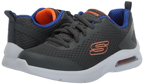 Skechers Boy's Microspec Max Sneaker, Charcoal/Blue, 13.5 Little Kid