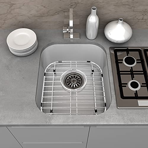 MONSINTA Kitchen Sink Grid and Sink Protectors for Kitchen Sink, Stainless Steel Sink Grids for Bottom of Kitchen Sink, 17 3/4" x 13 11/16" with Rear Drain for Single Sink Bowl, Sink bottom grid