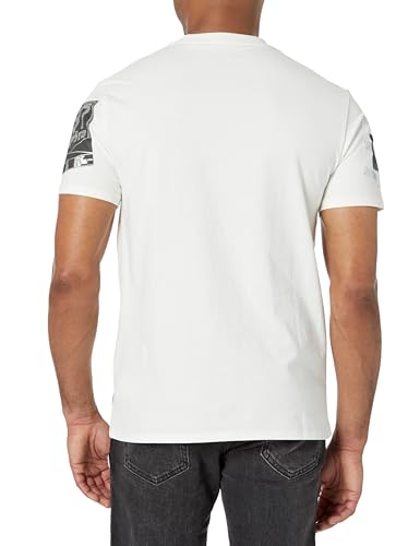 GUESS Men's Short Sleeve Basic Cosmic Collage Tee, Salt White