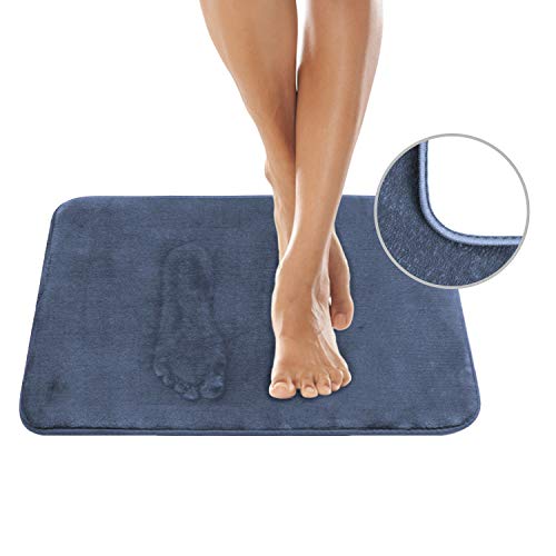 AOACreations Memory Foam Bath Rug, Bathroom Mat Set of 3, Soft, Plush, Absorbent, Low Pile, Includes 1 Large 20" x 32", 1 Contour 20" x 20", 1 Small 16" x 24" (Blue Grey)