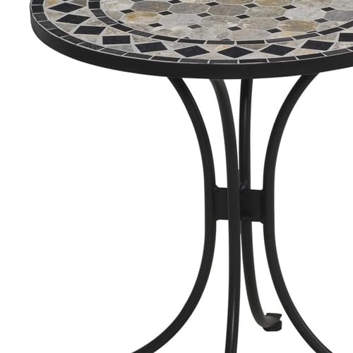 Homestyles Laguna Black Outdoor Bistro Table with Marble Tile Top