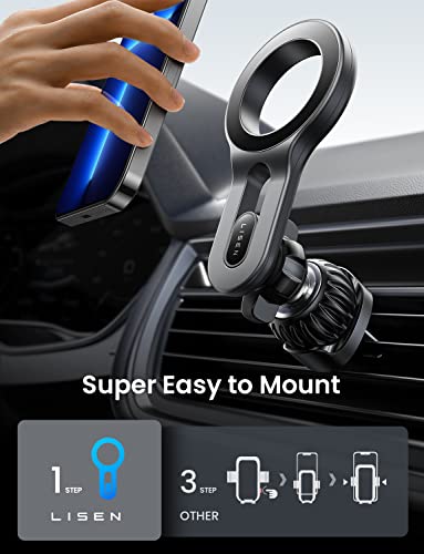 LISEN for iPhone 16 MagSafe Car Mount, [Quick Install] Ultra Magnetic Long Arm Mag Safe Car Phone Holder Vent, Car Accessories Fit for iPhone 16 Pro Max 15 14 13 12 Plus Mini Men Women