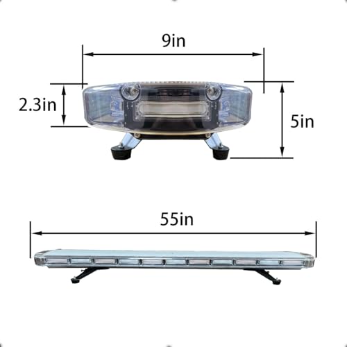 Amber White 47" 88W COB Light Box Amber Bar Light, Emergency Warning Flashing Bar Roof Enforcement Hazard Flashing