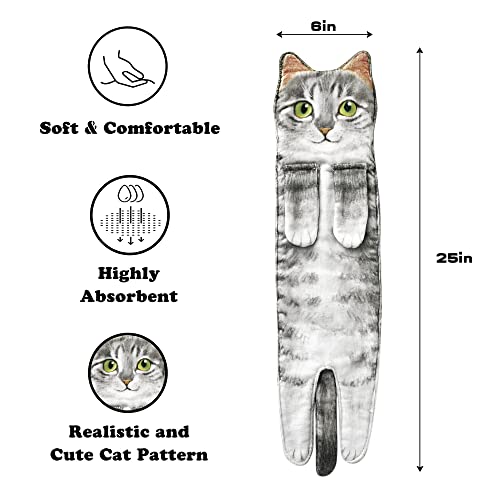 Cat Funny Hand Towels for Bathroom Kitchen - Cute Decorative Cat Decor Hanging Washcloths Face Towels Super Absorbent Soft - Mothers Day Easter House Warming Birthday Gifts for Women Cat Lovers