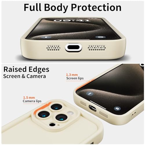 Buysing Cases Designed for iPhone 15 Pro Case [Full Camera Protection][Strengthen Shockproof] Slim Fit Lightweight Soft Gel Rubber TPU Cover for Women Girls Men 6.1 inch 2023-AntiqueWhite