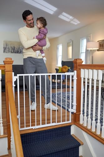 Safety 1st Ready To Install Everywhere Baby Gate, Multi-use Baby Gate with Door for Doorways, Hallways and Stairs, White