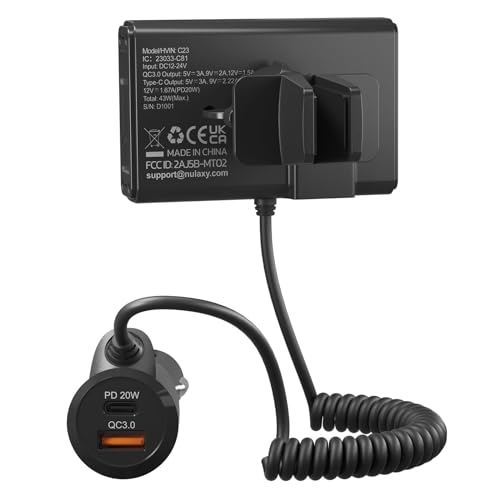 Nulaxy Bluetooth 5.3 Car Adapter with Air Vent Installation & DSP Noise Cancellation, QC3.0 & Type-C PD Car Charger Wireless FM Radio Transmitter Supports Bass & Treble Boost