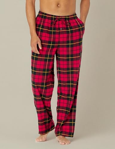 Amazon Essentials Men's Flannel Pajama Pant (Available in Big & Tall), Black Red Buffalo Plaid, Medium