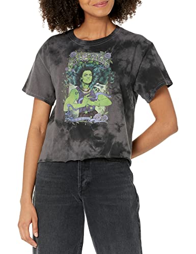 Marvel Universe Hulk Nouveau Women's Fast Fashion Short Sleeve Tee Shirt, Black/Charcoal, Small