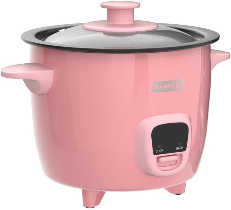 DASH Mini Rice Cooker Steamer with Removable Nonstick Pot, Keep Warm Function & Recipe Guide, Half Quart, for Soups, Stews, Grains & Oatmeal - Pink