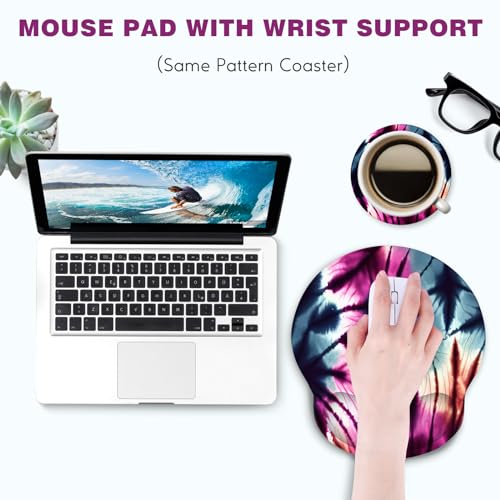DINKY Ergonomic Mouse Pads, Cute Mouse Pad with Wrist Rest Support Gel, Non-Slip PU Base Mouse Mat with Memory Foam for Home, Office and Gaming, Easy Typing & Pain Relief (Pink Stay Positive)