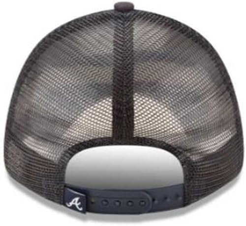 New Era MLB The League 9FORTY Team Color Primary Logo Mesh Trucker Adjustable Hat Cap One Size Fits All - Atlanta Braves Navy