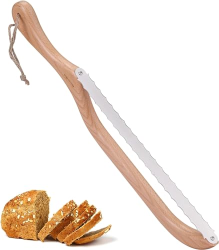 Recsrdce Bread Knife，15.6inch Bread Bow Knife， bread knife for homemade bread, sourdough bread knife，Premium Stainless Steel bread slicing knife with protective cover（Suitable for: left or right hand）