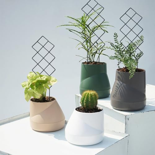 WellSign Metal Trellis for Climbing Plants Indoor, 16.36 inch Small Trellis for Potted Plants Geometric Shape Lattice for Ivy Vines Hoya Houseplants Flower 2 Pack