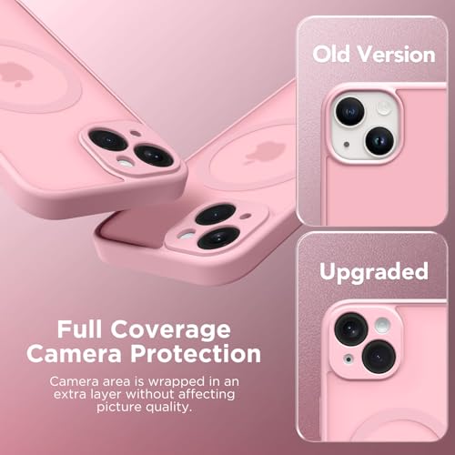 CAPRARO Magnetic for iPhone 14 Case, [Compatible with MagSafe] [Full Camera Protection] [14FT Drop Protection] Shockproof Protective Slim Translucent Matte Phone Case for iPhone 14, Rose Red