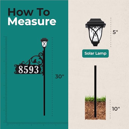 Address America USA Handcrafted Boardwalk Customized Double-Sided Reflective Home Address Sign For Yard and Solar Decorative Light For 911 Number Visibility - 30" Pole - SL