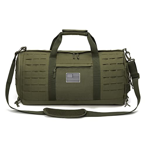 QT&QY 40L Military Tactical Duffle Bag For Men Sport Gym Bag Fitness Tote Travel Duffle Bag Training Workout Bag With Shoe Compartment Basketball Football Weekender Bag