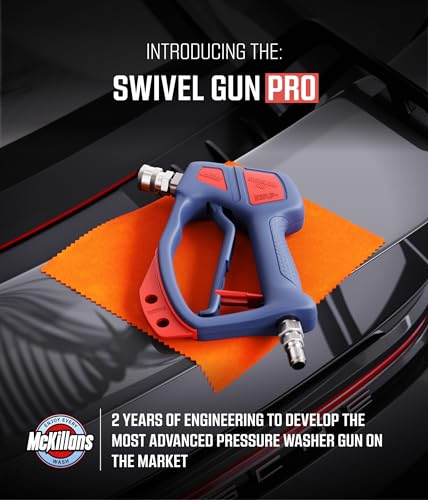 McKillans® Swivel Gun PRO - Short Pressure Washer Gun with Swivel - Innovative Nozzle Holder - High Pressure Washer Handle - 3/8" Male Plug & 1/4” Quick Connect Coupler - Car Wash Power Water Gun