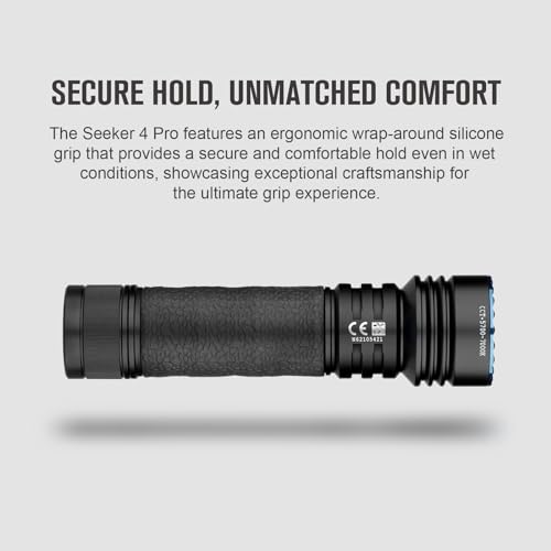 OLIGHT Seeker 4 Pro Rechargeable Flashlights, High Powerful Bright Flashlight 4600 Lumens with USB C Holster, Waterproof for Emergencies, Camping, Searching (Matte Black Cool White)