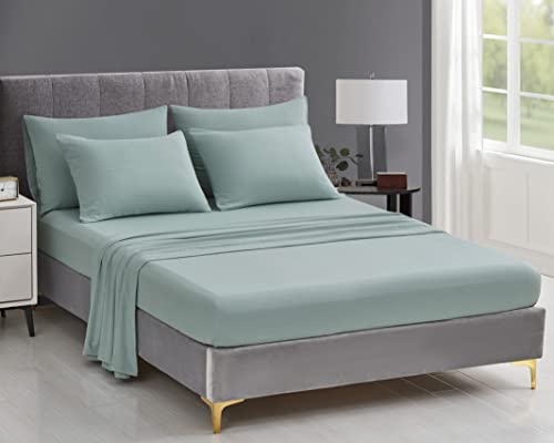 Chezmoi Collection Jasper Twin Bed in a Bag 5-Pieces Triangle Geometric Quilted Soft Washed Double Brushed Microfiber Comforter with Sheets Lightweight All Season Bedding Set (Twin, Aqua)