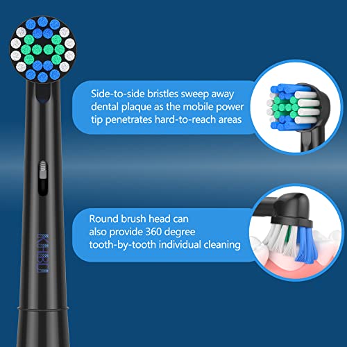 KHBD 16 Pack Replacement Heads for Oral B Braun- Includes 4 Sensitive Brush, 4 Precision Brush, 4 Deep Cleaning, 4 Floss Cleaning Toothbrush Heads Black