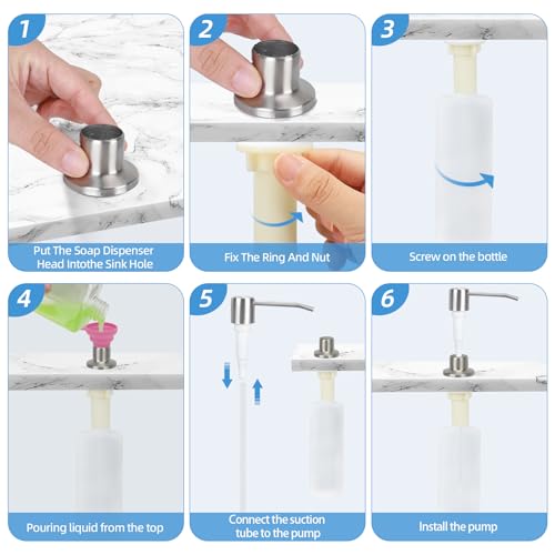 Tesrin Dish Soap Dispenser for Kitchen Sink Built in Soap Dispenser Pump with 47" Extension Tube Kit Matte Black