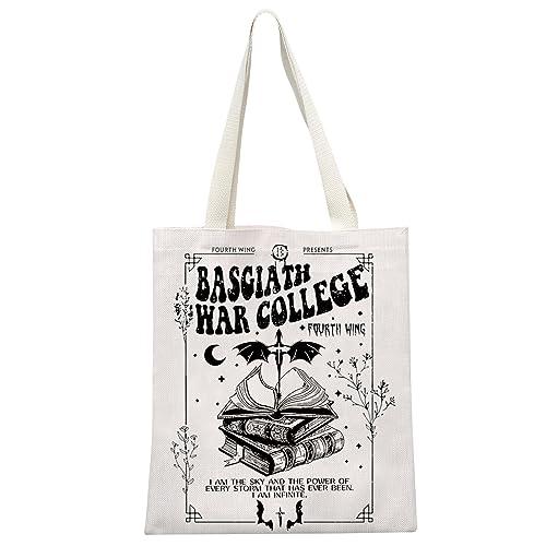 GJTIM Romantasy Dark Academia Dragons YA Fantasy book Inspired Gift Bookish Merch Dragon Rider Basgiath War College Tote Bag (War College Tote)