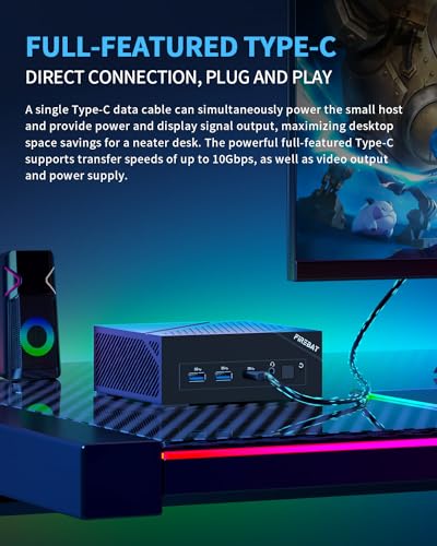 FIREBAT AM02 Mini PC, Intel N100 Mini PC(4C/4T,3.4GHz), 16GB LPDDR5 512GB M.2 SSD, Windows 11 Desktop Computer 4K Dual HDMI Display/USB3.2/WiFi 6/BT5.2/RJ45 1000M