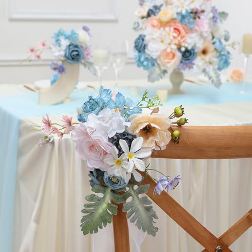 Garisey Artificial Flowers Combo for DIY Wedding Bouquets Combo Centerpieces Arrangements Party Bridal Baby Shower Home Decorations-Blush Pink