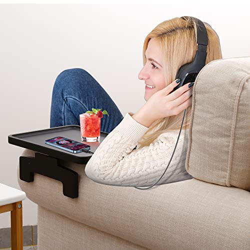 SINWANT Sofa Arm Tray, Bamboo Couch Arm Tray for Couch Armrest,Sofa Clip on Tray Table for Home Living Room Snack & Drink Remote, Clip on Couch Tray